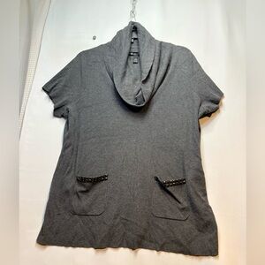 INC International Concepts Charcoal Knit Top cowl neck